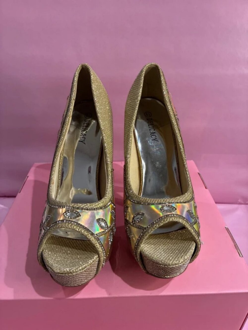 Gold Rhinestone Heels
